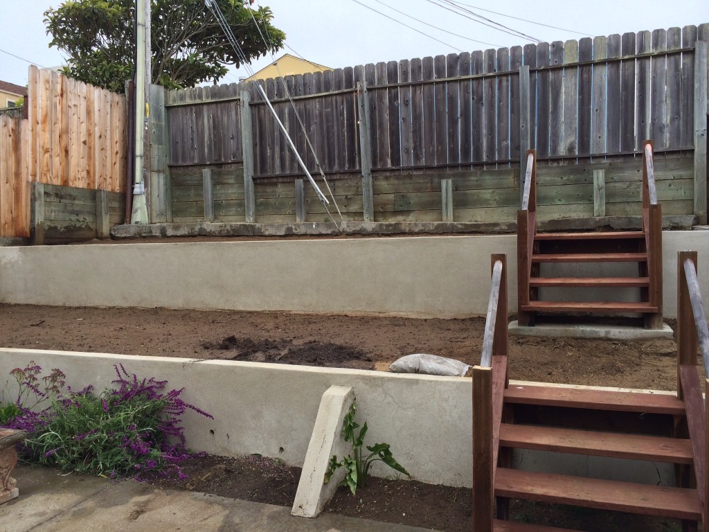 retaining wall in progress